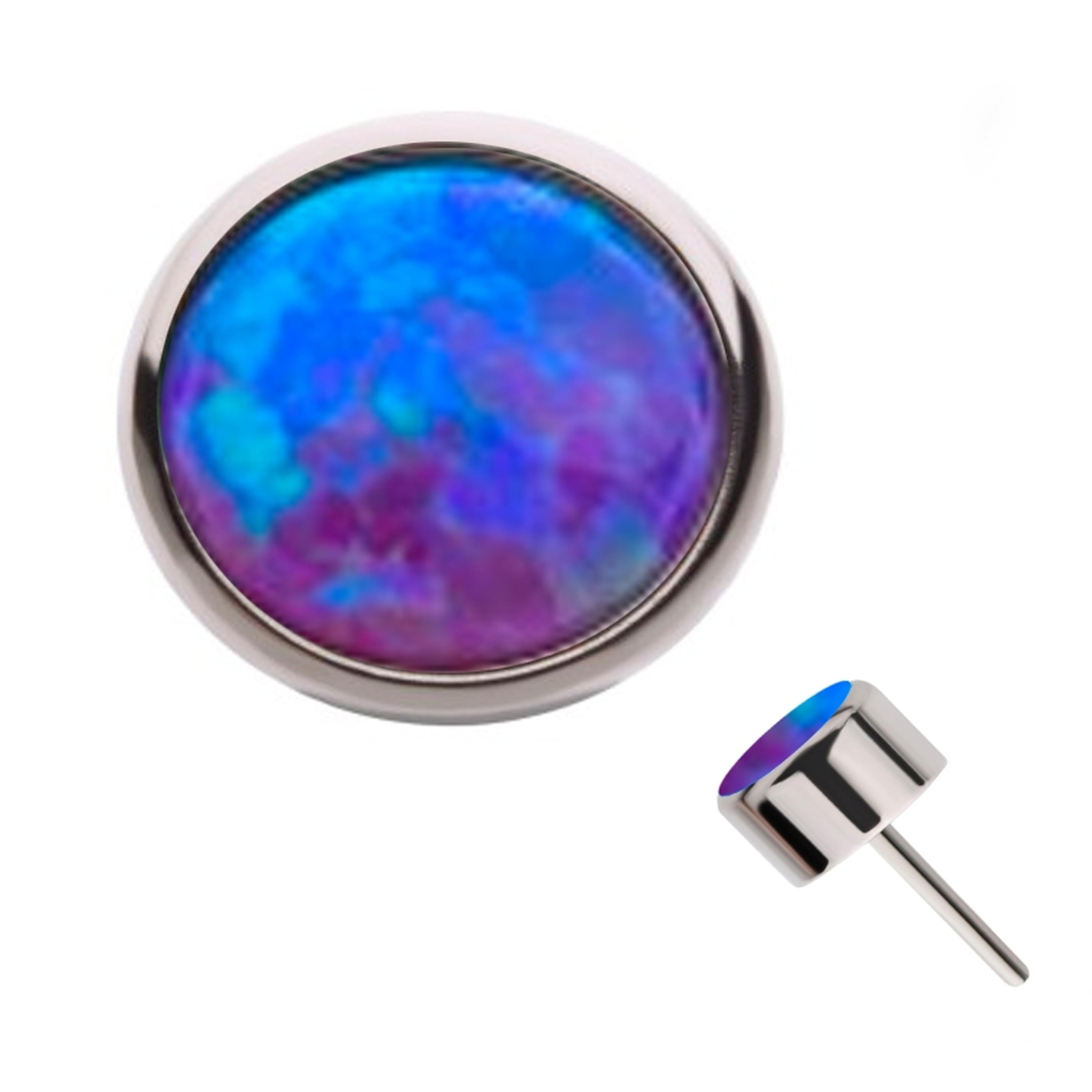 Purple Opalite Flat Bezel Titanium Threadless Top