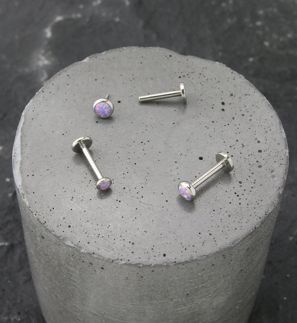 Flat Purple Opalite Titanium Threadless Labret