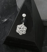 Floral Rose CZ Stainless Steel Belly Button Ring
