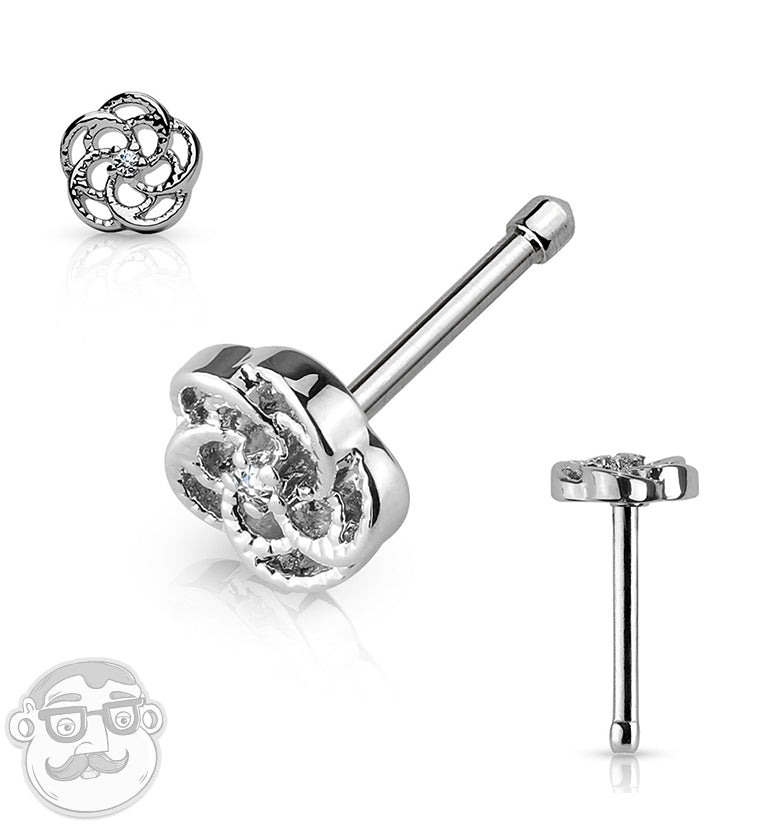 20G Floral Top Stainless Steel Nose Stud Ring