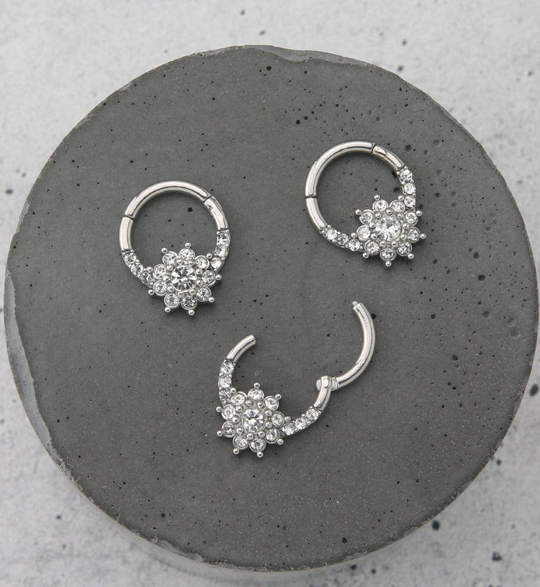 Floret CZ Hinged Segment Ring