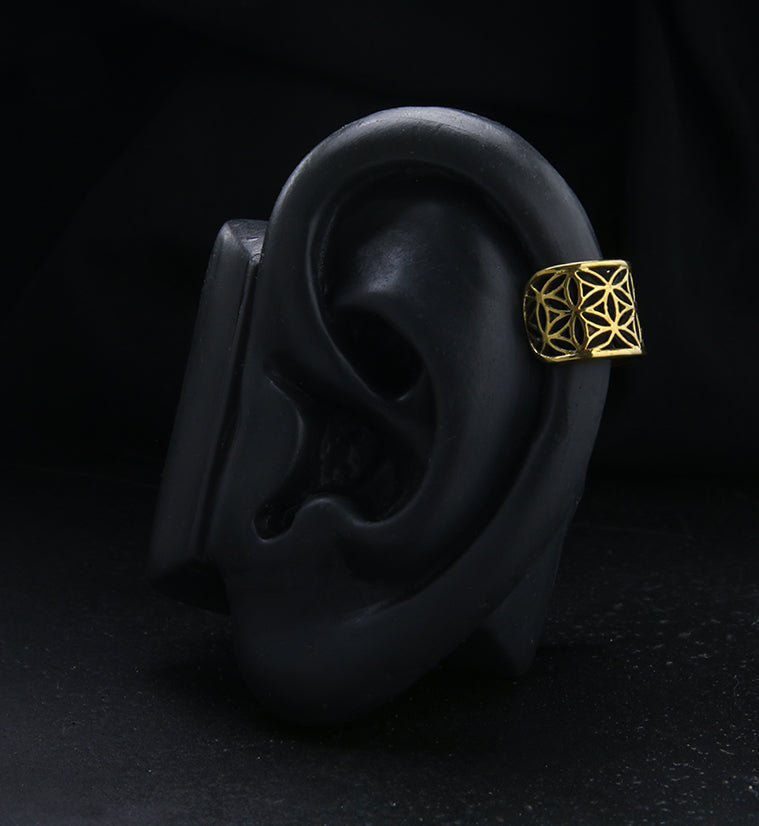 Flower Brass Ear Cuff