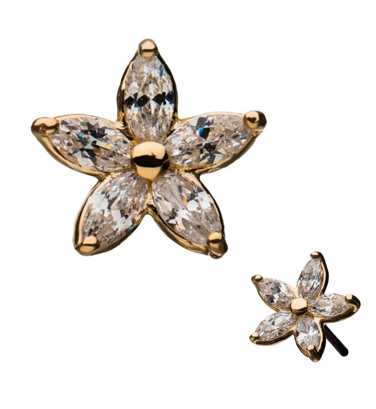 14kt Flower Prong CZ Threadless Top