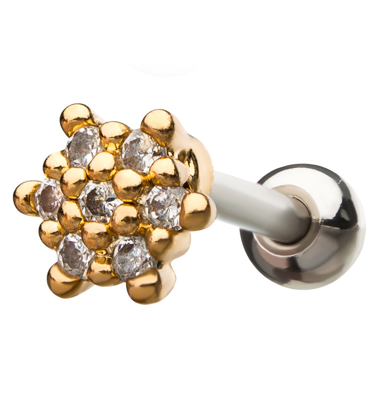 18G Gold Flower Bunch Cartilage Barbell