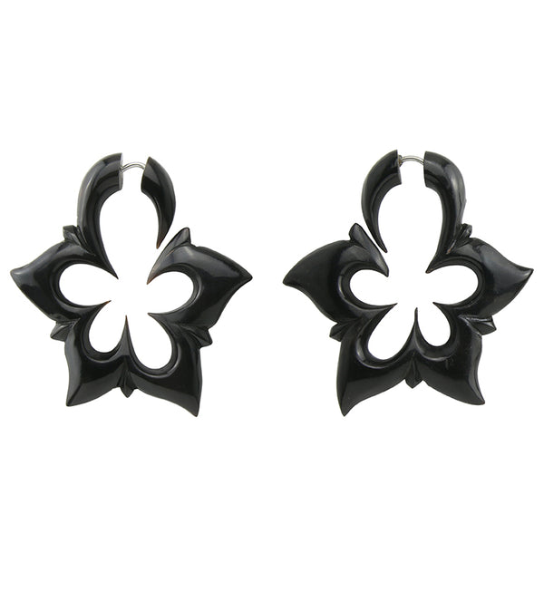Flower Horn Fake Gauge Earrings