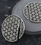 Flower of Life Disk Silver Ear Weights