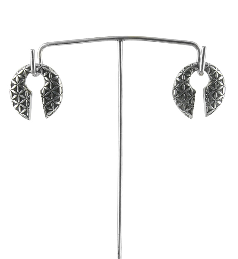Flower of Life Keyhole White Brass Ear Weights