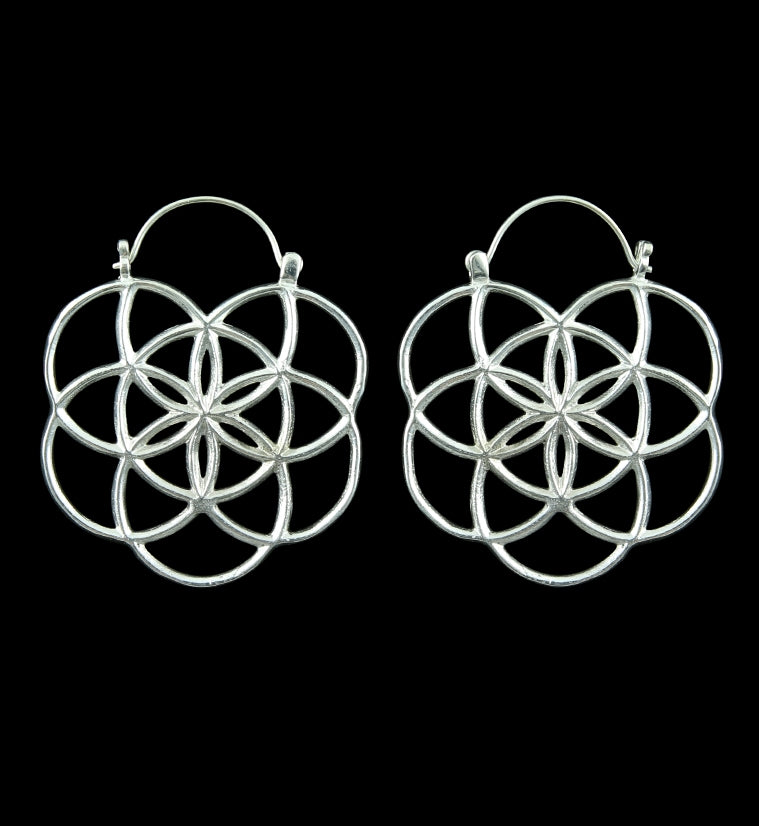 Geometrical Silver Plug Hoops