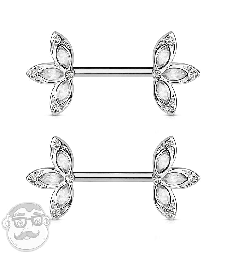 14G Clear Iris Nipple Ring Barbell