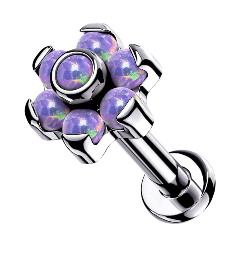 16G Purple Opalite Flower Top Titanium Labret
