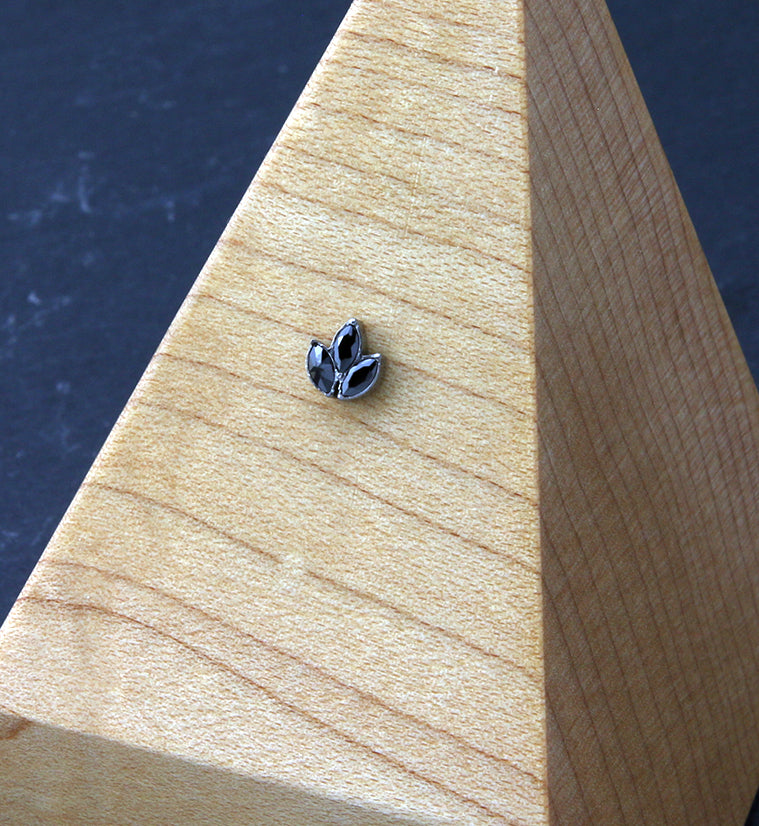 Frond Black CZ Threadless Titanium Top