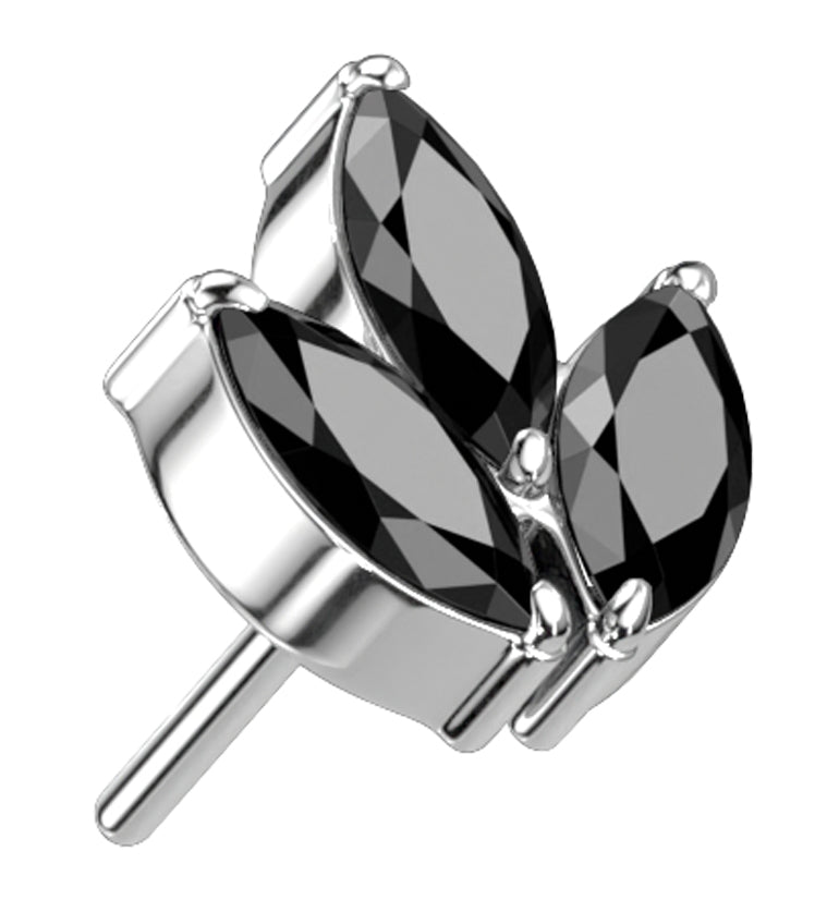 Frond Black CZ Threadless Titanium Top