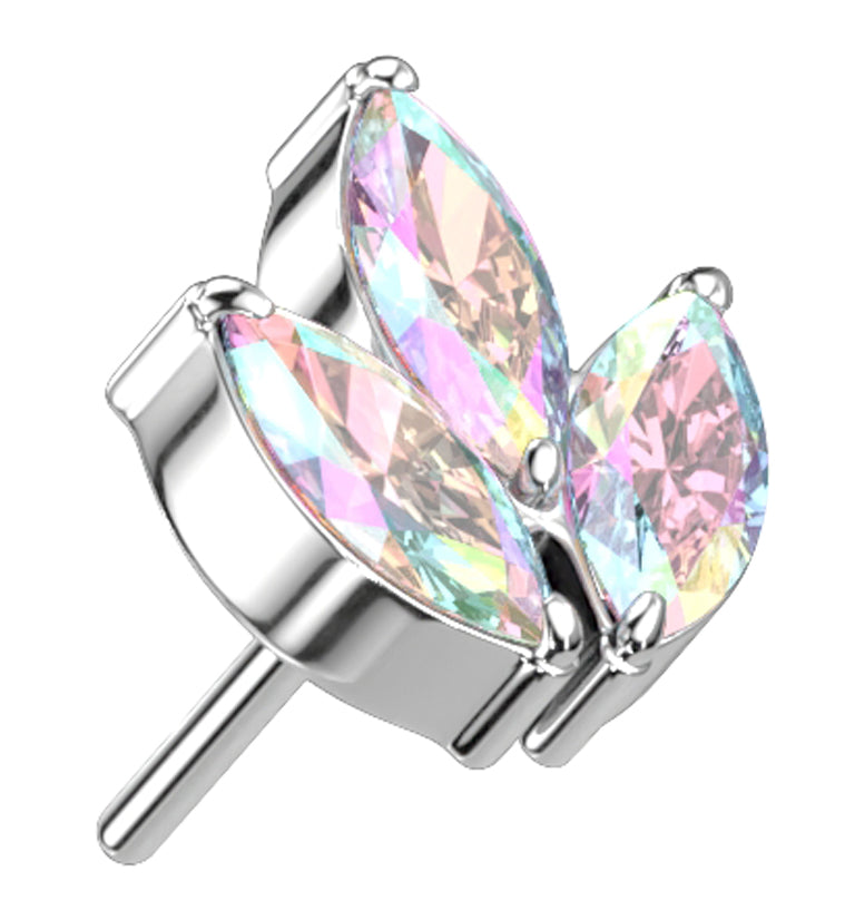 Frond Rainbow Aurora CZ Threadless Titanium Top