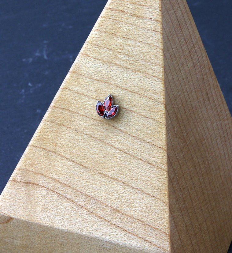 Frond Red CZ Threadless Titanium Top