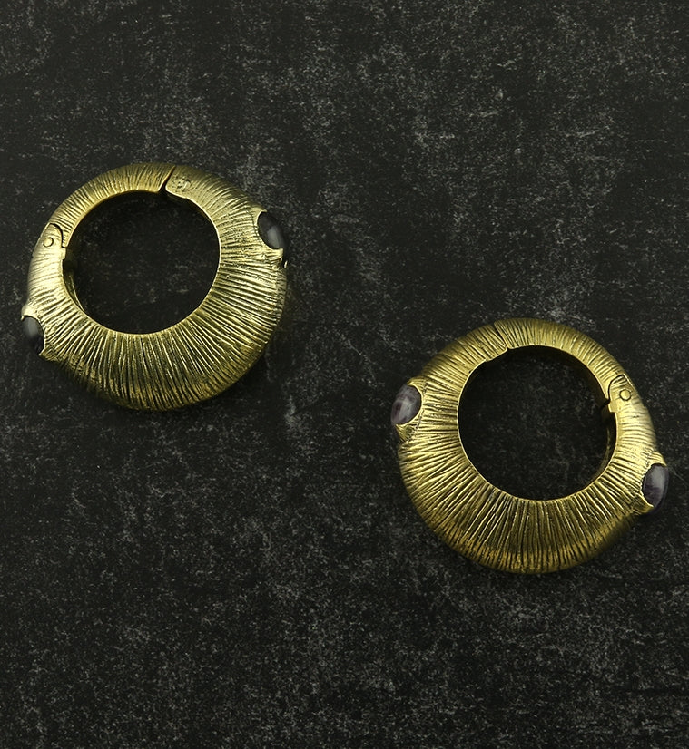 Frontier Amethyst Stone Hinged Ear Weights