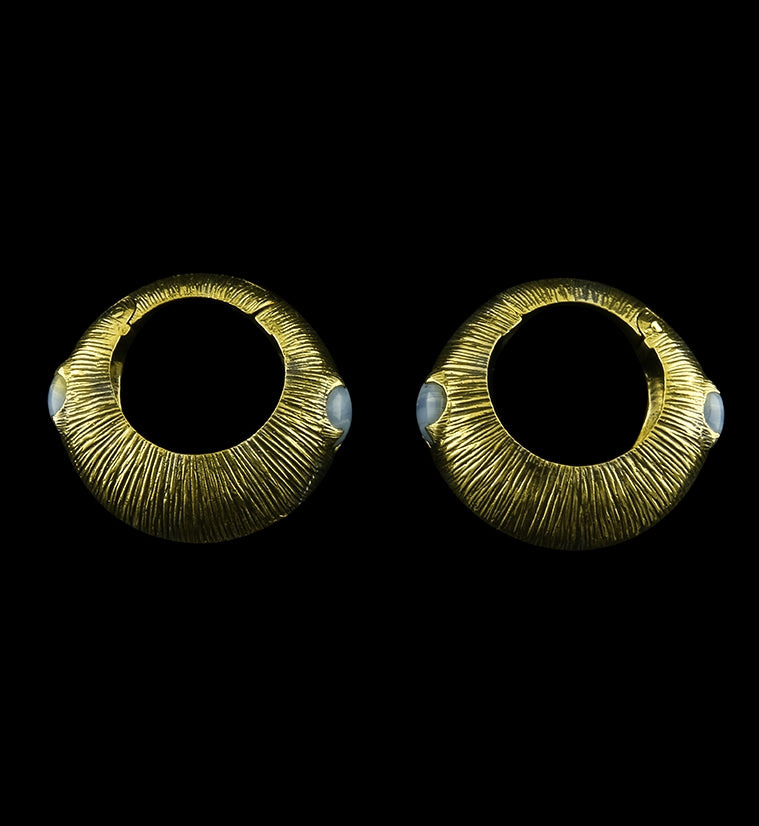 Frontier Blue Lace Agate Stone Hinged Ear Weights