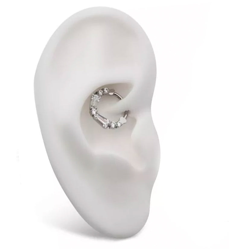 Frost CZ Titanium Hinged Segment Ring