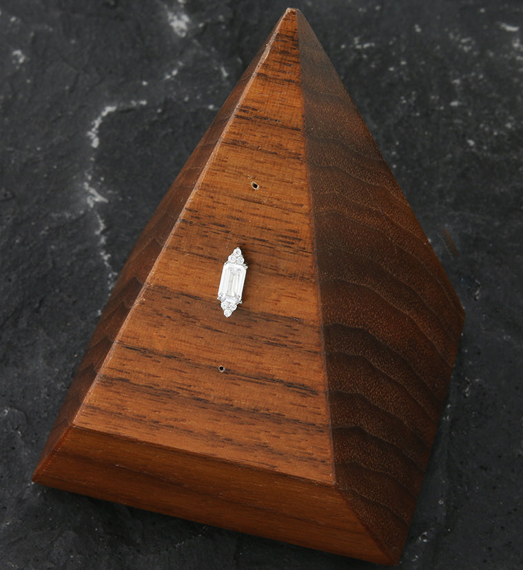 Frozen Baguette Clear CZ Threadless Titanium Top