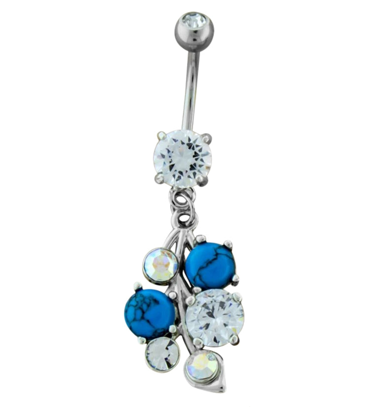 Gem Cluster Dangle Belly Button Ring