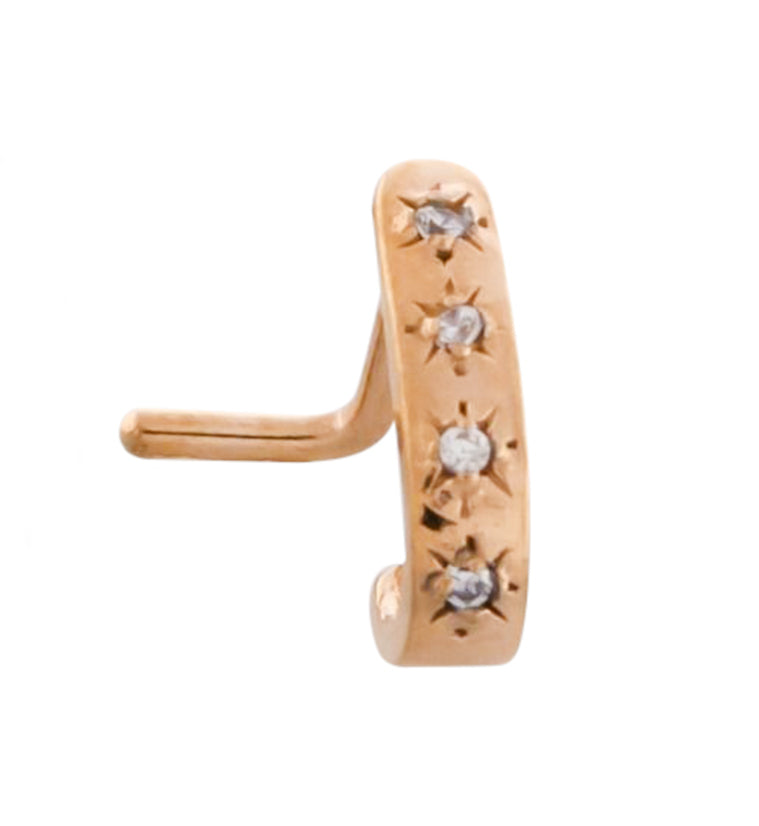 Rose Gold PVD Sol CZ Stainless Steel Nose Curve