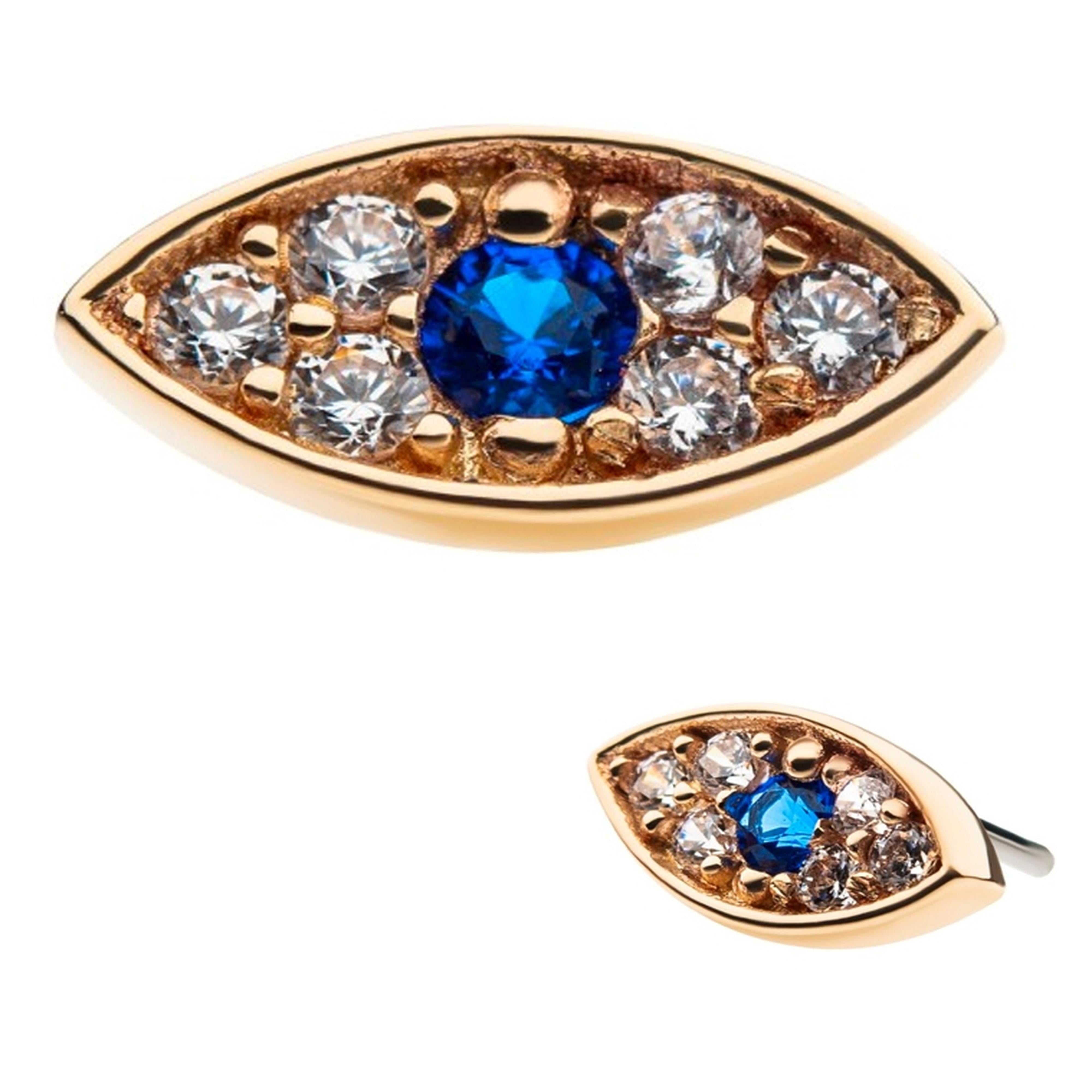 14kt Gold Gem Eye Threadless Top