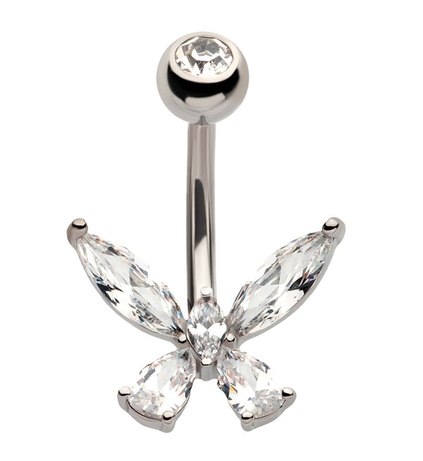 Geo Butterfly CZ Stainless Steel Belly Button Ring