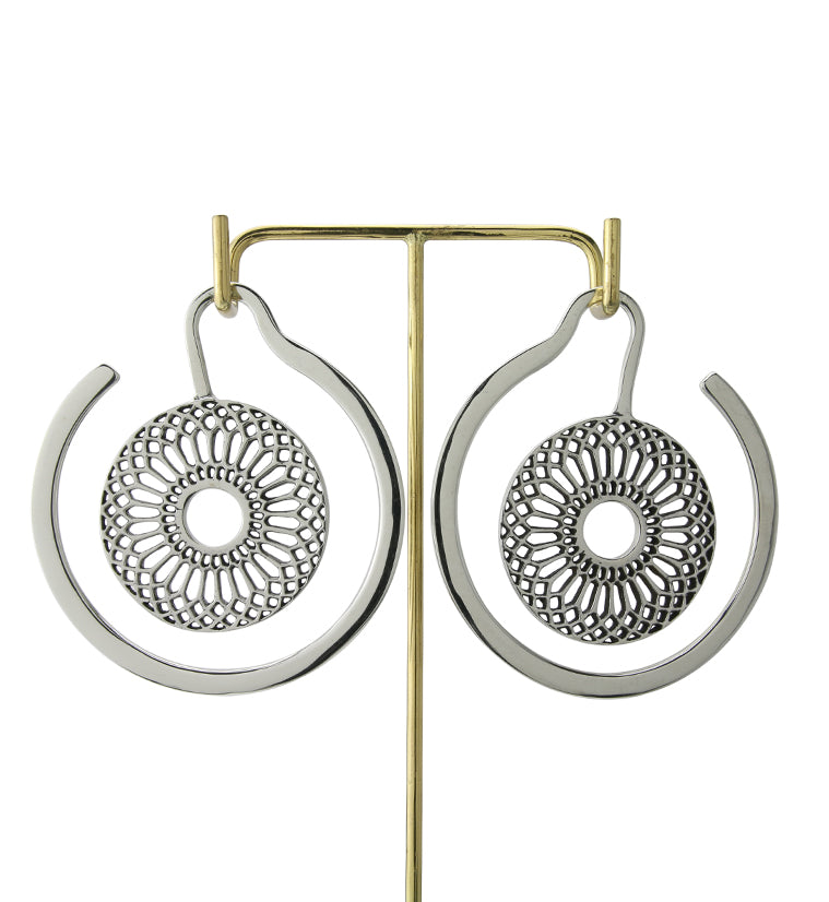 Geo Flower White Brass Ear Weights