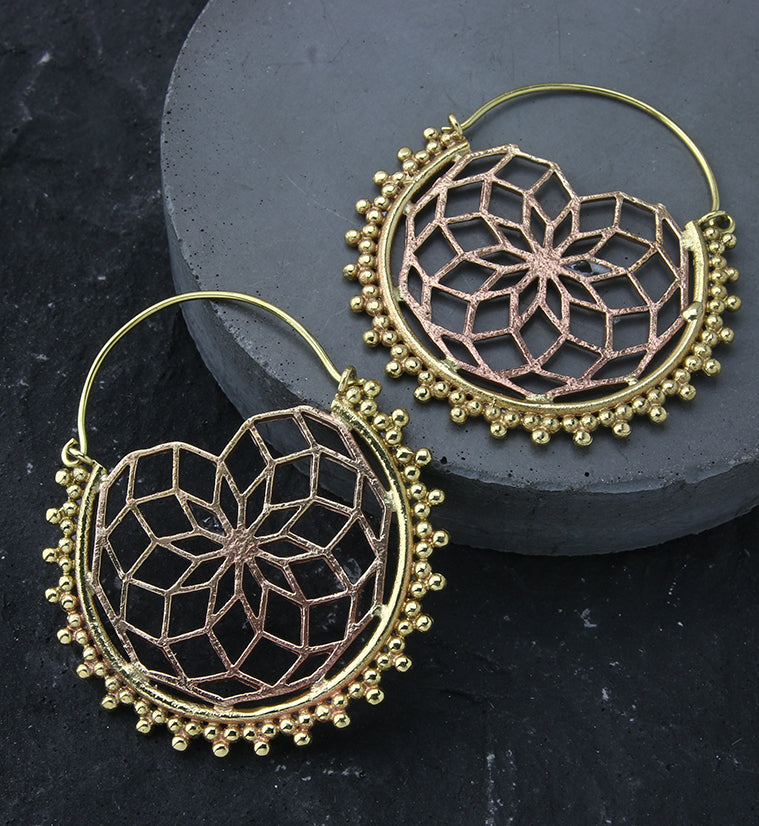 Geo Seed of Life Copper Brass Hangers / Earrings