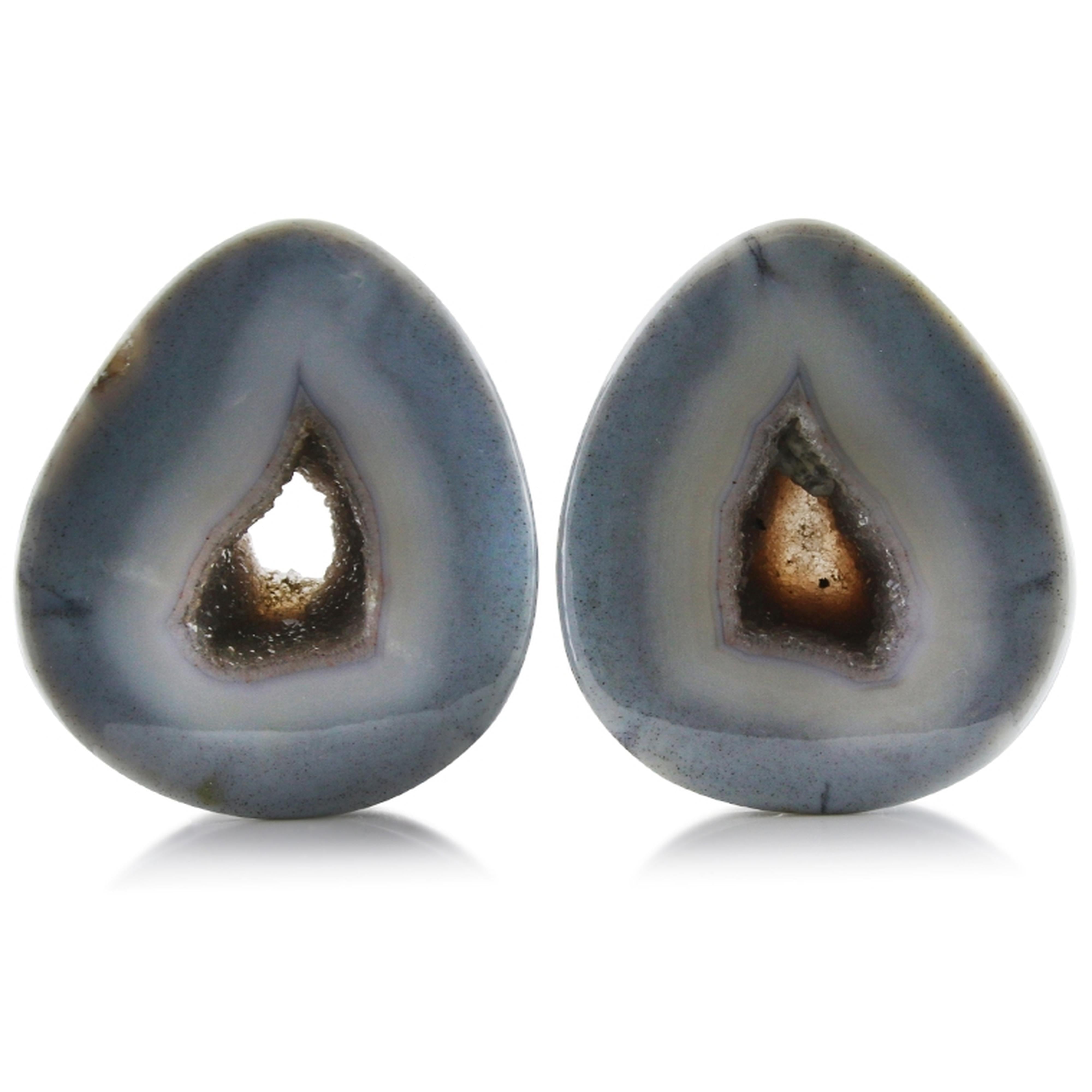 Geode Agate Stone Teardrop Plugs 1 & 15/16" (48.5mm)