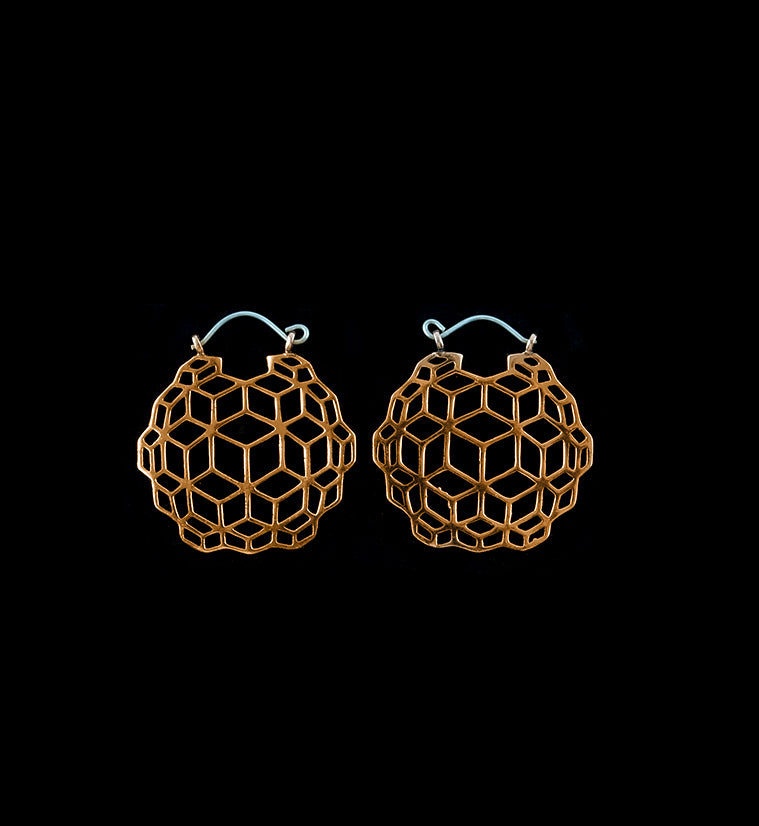 18G Geometric Cube Brass Hangers / Earrings