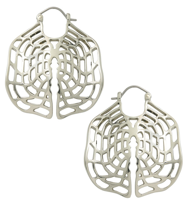 Geometric Fiddle Leaf White Brass Hangers / Earrings