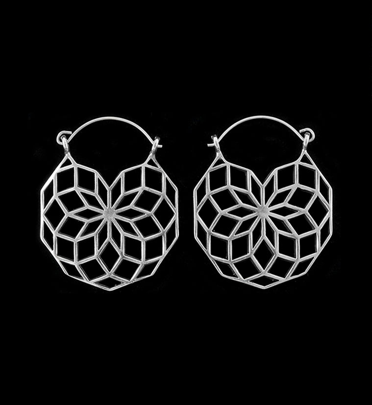 20G Geometric Flower Brass Hangers / Earrings
