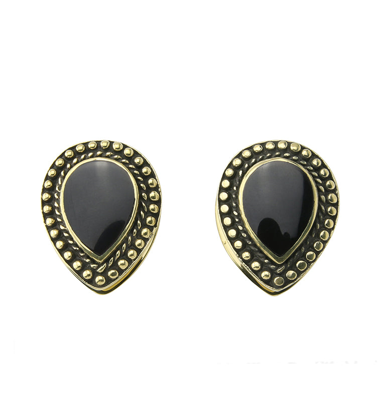 Gild Teardrop Black Resin Brass Ear Weights