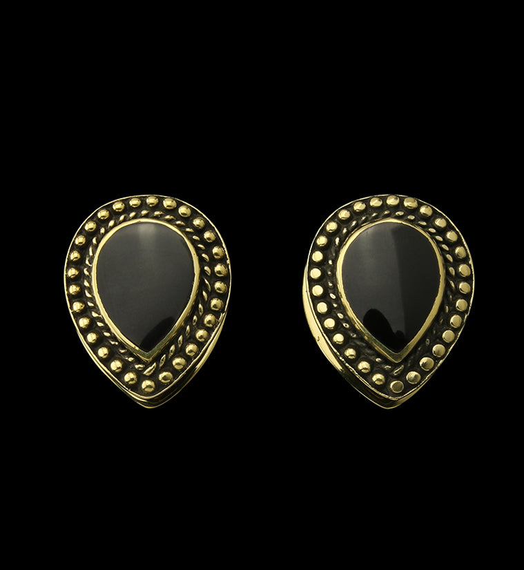 Gild Teardrop Black Resin Brass Ear Weights