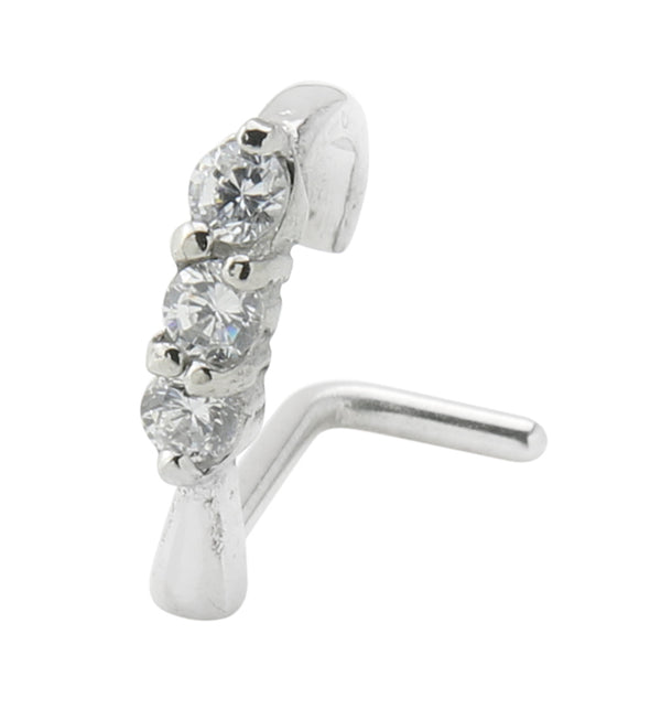 Gilded Clear CZ Nose Curve Ring