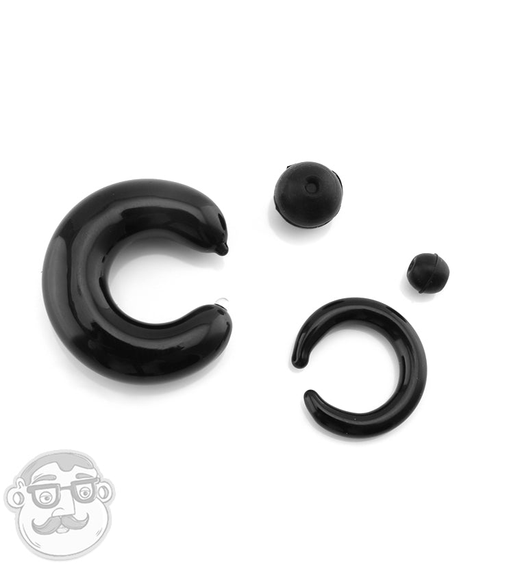 Black Glass Captive Ring