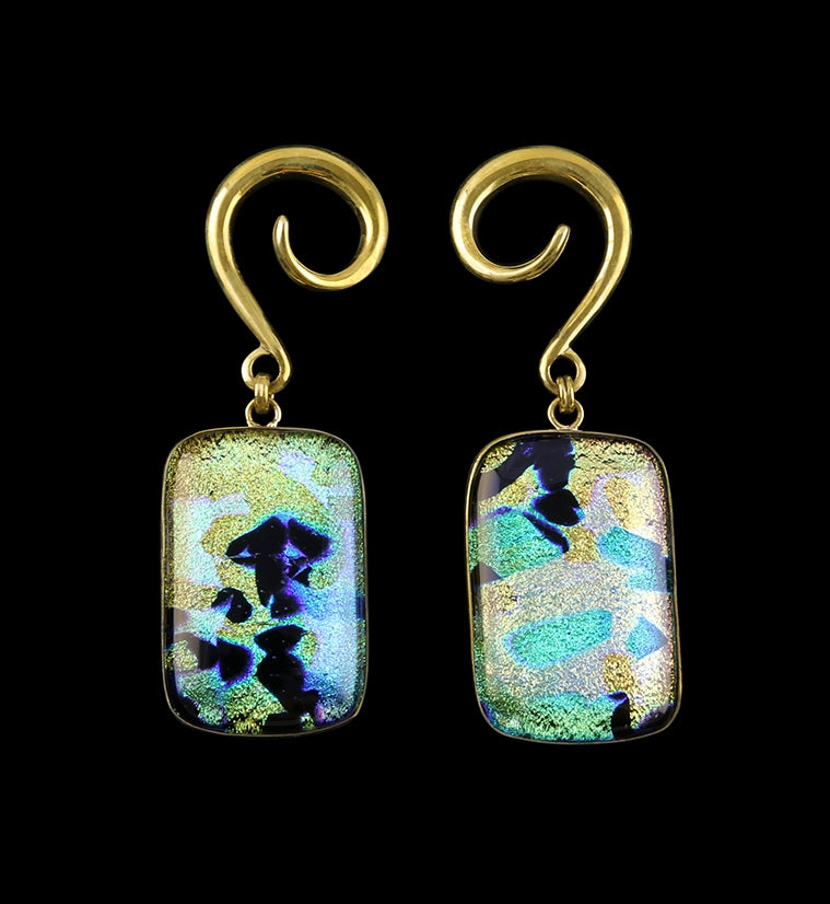 Dichroic Figure Glass Brass Ear Weights