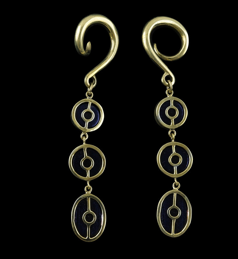 Triple Dichroic Glass Cab Brass Ear Weights