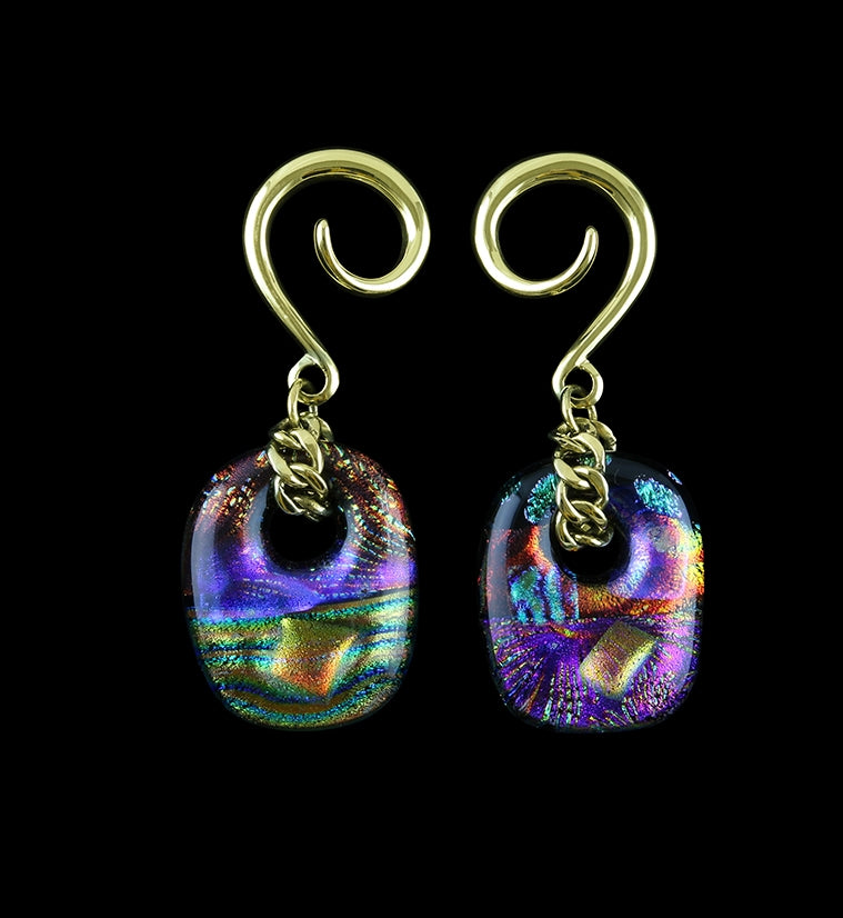 Dichroic Jibe Glass Brass Ear Weights