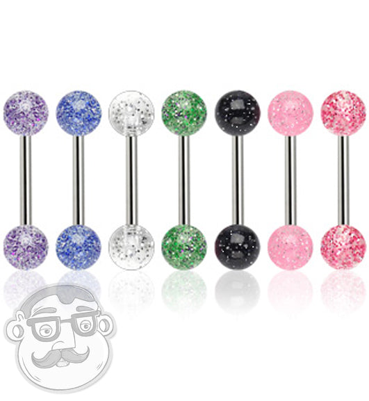 Glitter Ball Tongue Ring 14 Gauge