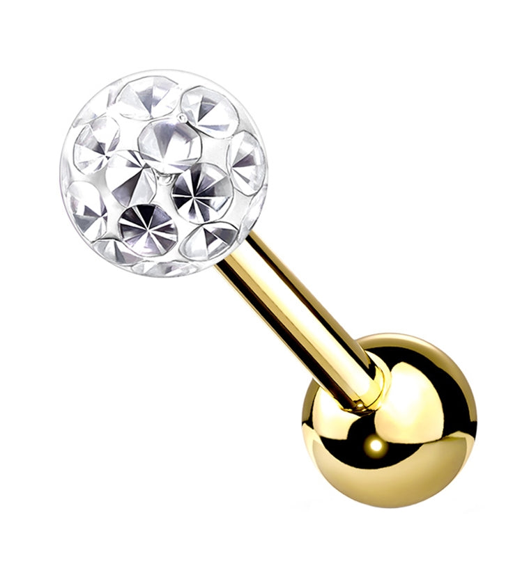 Gold PVD Glitter Ball Cartilage Barbell