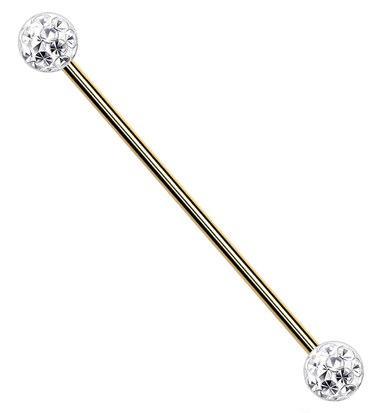 Glitterball Gold PVD Industrial Barbell