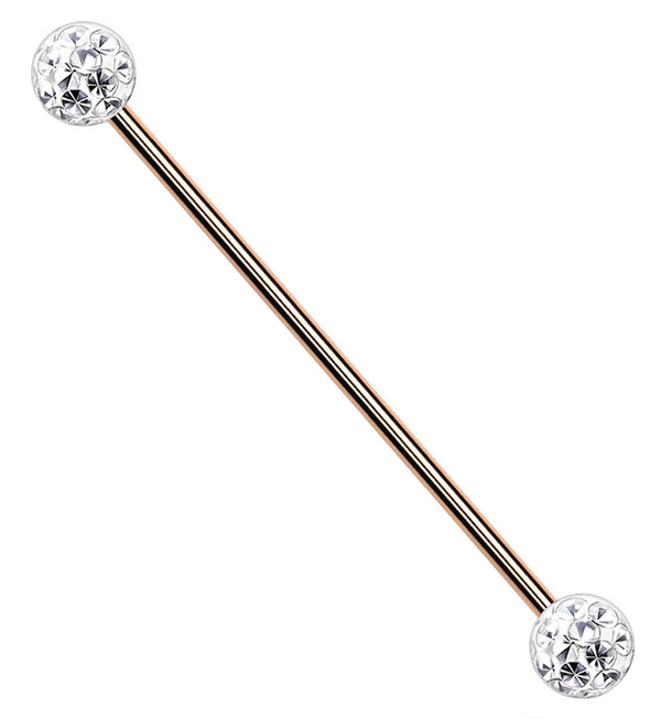 Glitterball Rose Gold PVD Industrial Barbell