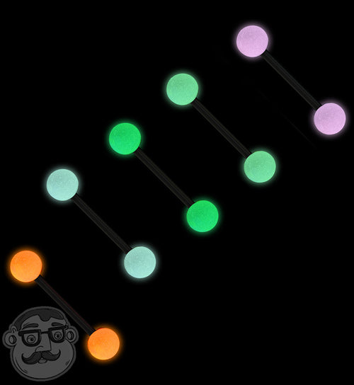 Glow In The Dark Ball Tongue Barbell - White