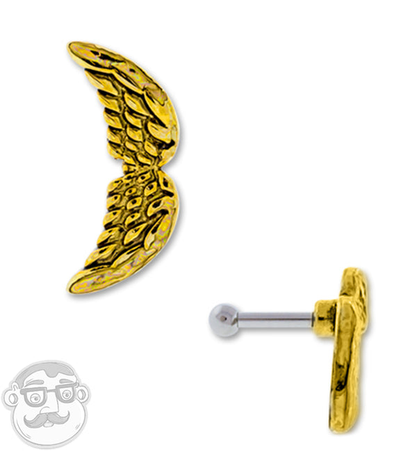 Gold PVD Angel Wing Tragus / Cartilage Barbell