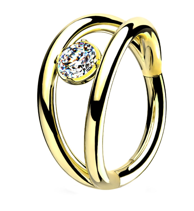 Arena Gold PVD CZ Hinged Segment Hoop Ring