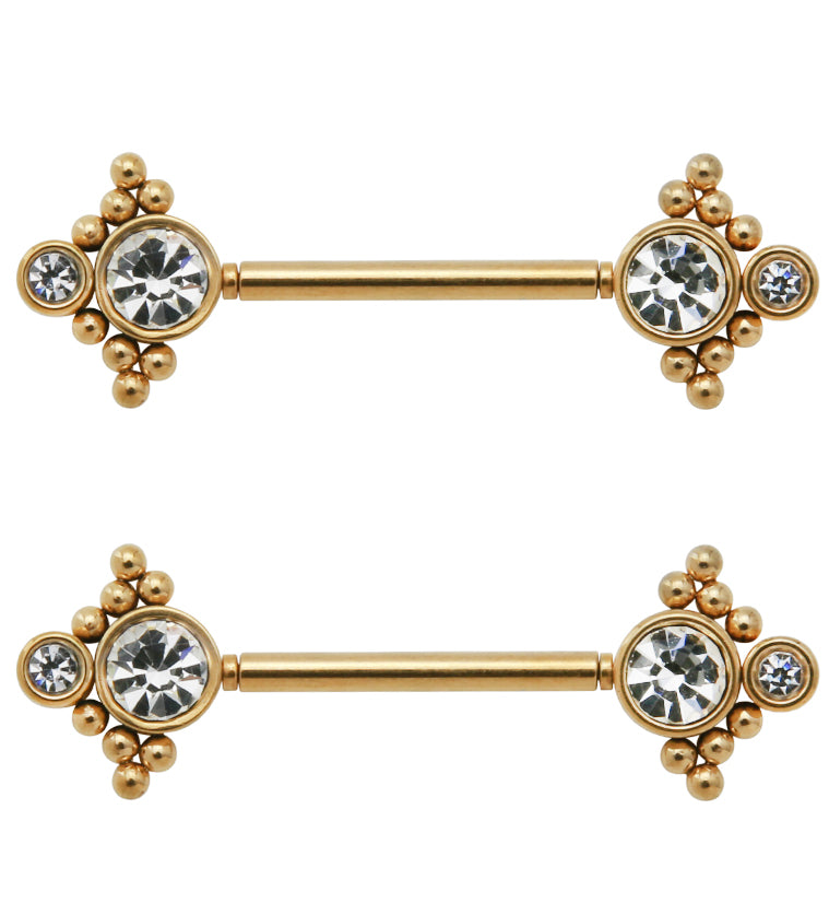 14G Gold PVD Array Threadless Nipple Ring Barbells