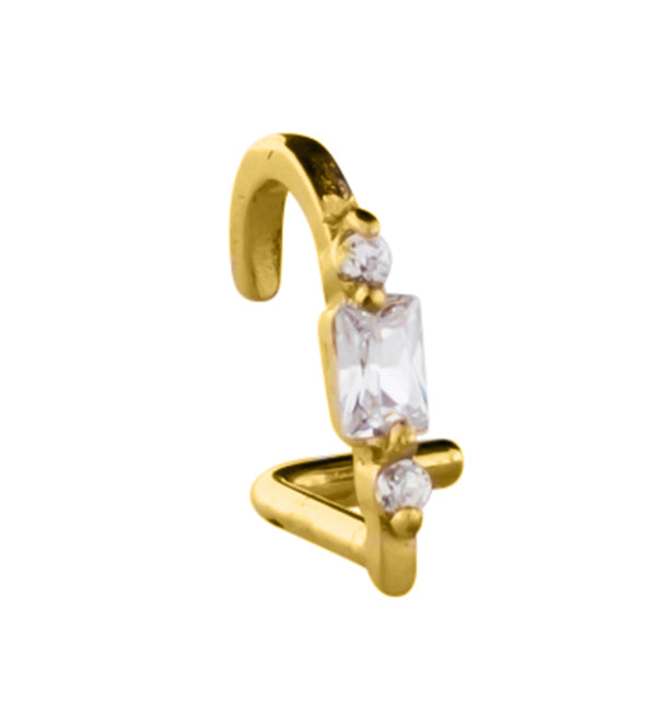 Gold PVD Bauble CZ Stainless Steel Nose Curve