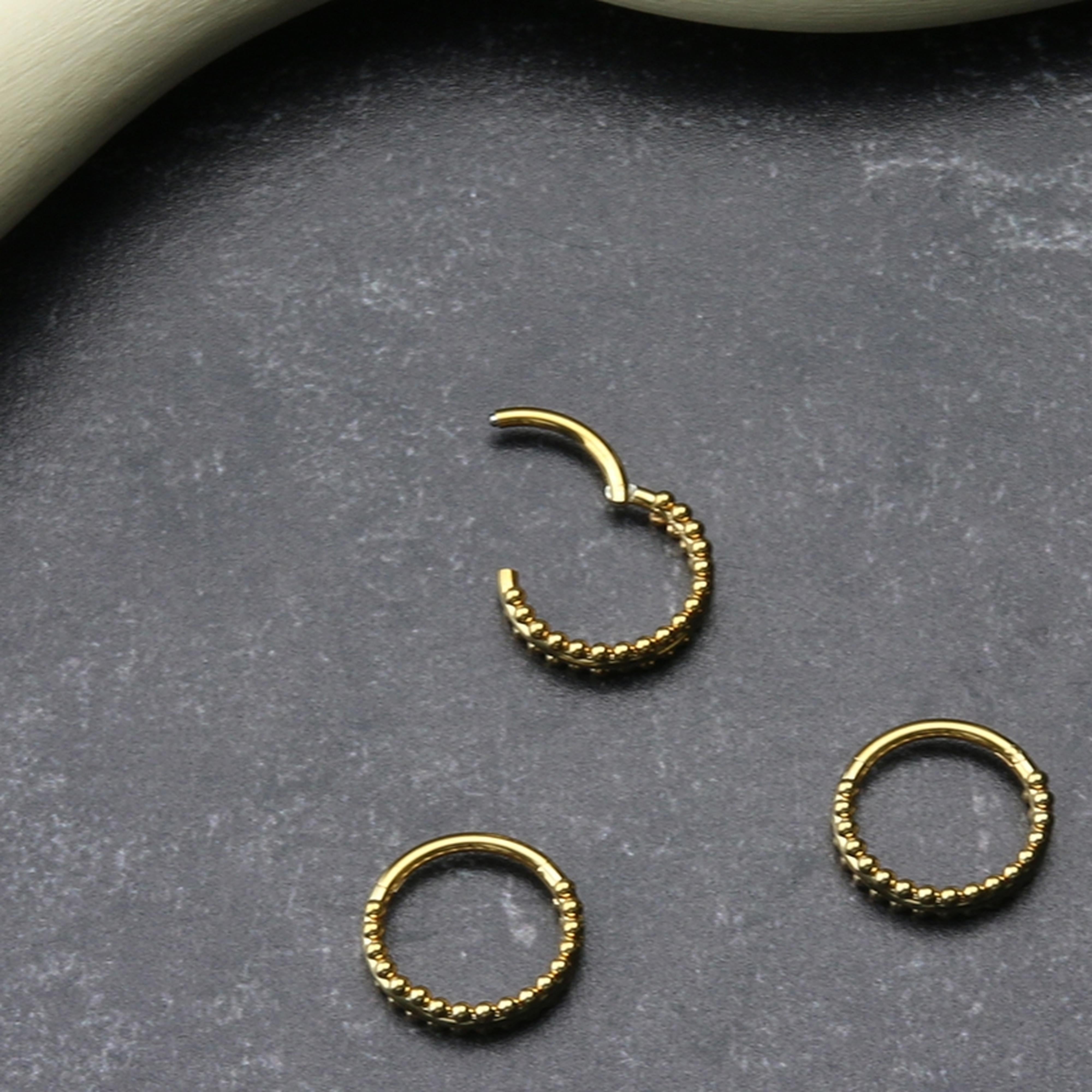 Gold PVD Double Sided Bead Hinged Segment Ring