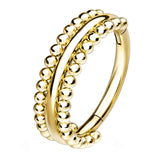 Gold PVD Double Sided Bead Hinged Segment Ring